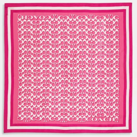 Coach Petunia Signature Print Silk Square Scarf - Picture 1 of 2
